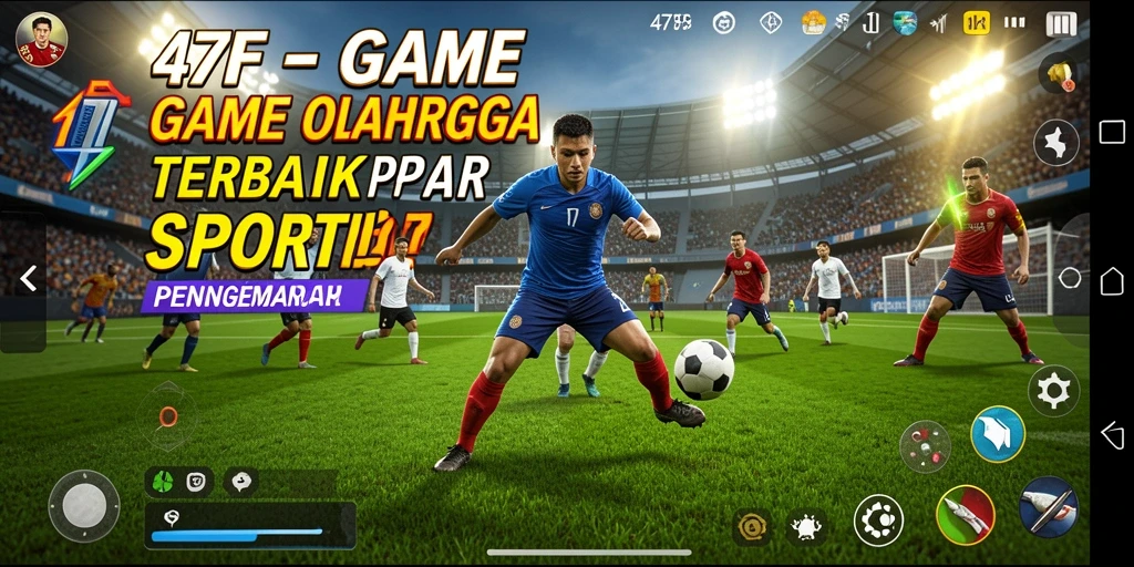 Tangkapan layar dari gameplay 47F memperlihatkan aksi di lapangan olahraga.