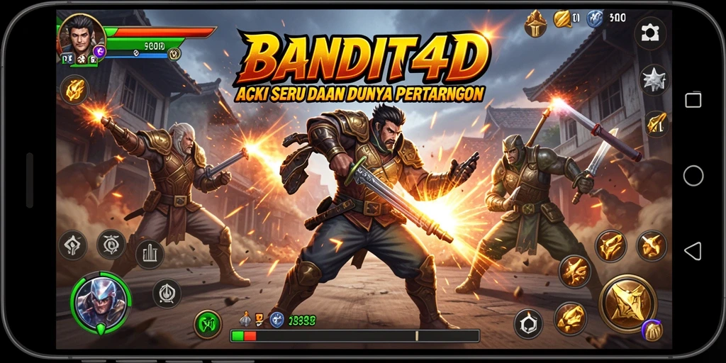 Screenshot utama BANDIT4D menampilkan aksi bertarung yang dinamis dan mendebarkan.