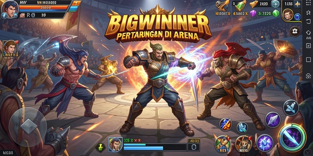 Tampilan grafis epik dari pertarungan di BIGWINNER.
