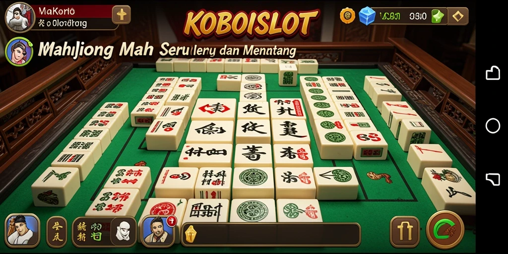 Screenshot utama <strong>KOBOISLOT</strong> menampilkan aksi gameplay Mahjong yang mengasyikkan.