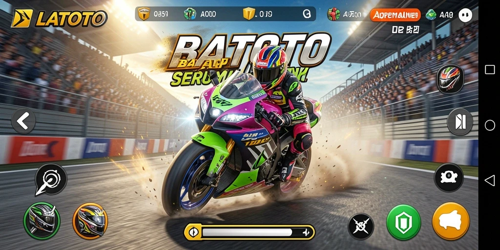 Tampilan gameplay LATOTO menampilkan balapan motor yang mendebarkan.
