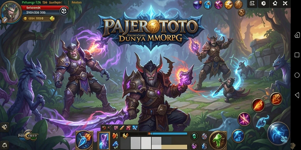 Tangkapan layar utama PAJEROTOTO menampilkan aksi pertempuran seru dalam dunia MMORPG.