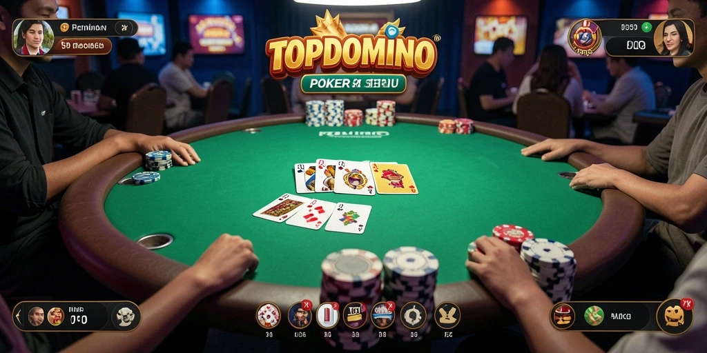 Tampilan gameplay seru dalam permainan poker TOPDOMINO.